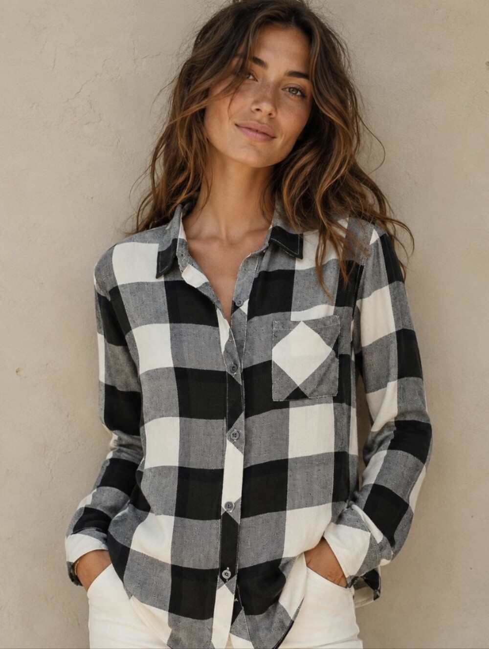 Rails Hunter Plaid Button Down Flannel Shirt Women's Sz S Rosemary Onyx Rayon